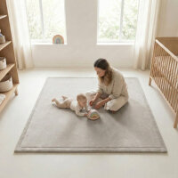 Sanosoft samtweicher und kuscheliger Krabbelteppich Hellgrau 100x150cm