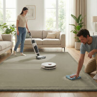 Sanosoft samtweicher und kuscheliger Krabbelteppich Schilfgrün 160x230cm